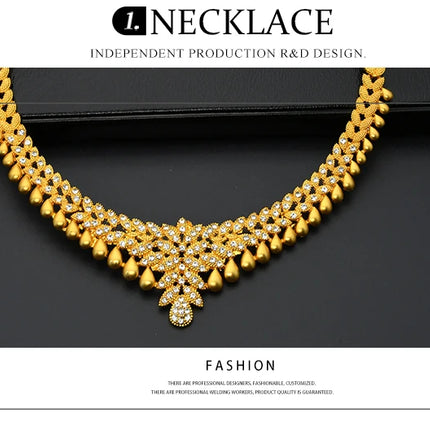 ANIID African Jewelry Set Big Necklace Dubai Ethiopian Gold Color Jewelery Earring Bracelet For Women Bridal Choker Wholesale