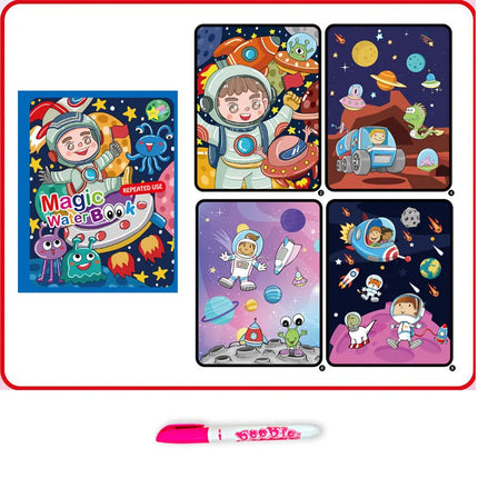 Magic Water Doodle Books Kids Toddlers Drawing Toys Cute Cartoon Unicorn Ocean Forest Animal Reusable Water Painting Cardboard