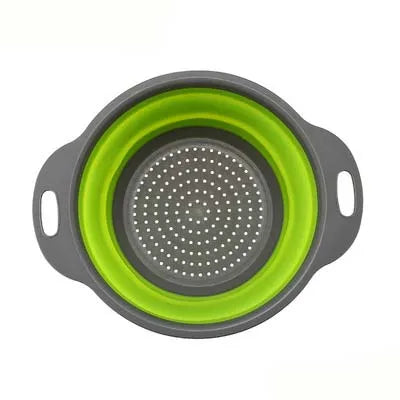 Round Square Foldable Silicone Colander Fruit Vegetable Washing Basket Strainer Collapsible Drainer Handle Kitchen Bar Tools