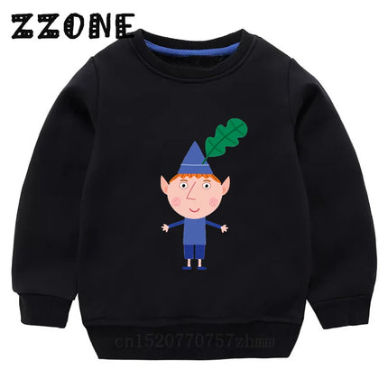 New Spring Autumn Baby Girls Sweatshirts Ben and Holly Kingdom Cartoon Cute Kids Hoodies Children Pullover Tops Boys Clothes