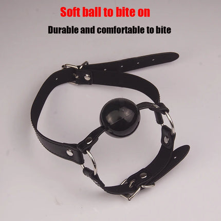 Leather Chin Harness Silicone Rubber Bondage Mouth Ball Gag,BDSM Restraints,Sex Toys For Couples Adult Games
