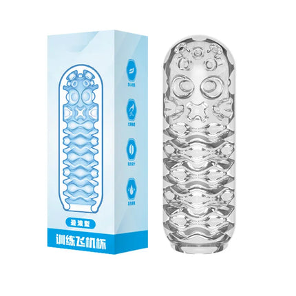 Pleasent Aircraft Cup Male Masturbators Masturbation Device Soft Clear Pocket Pussy Penis Sleeve Training Adult Sex Toys for Men