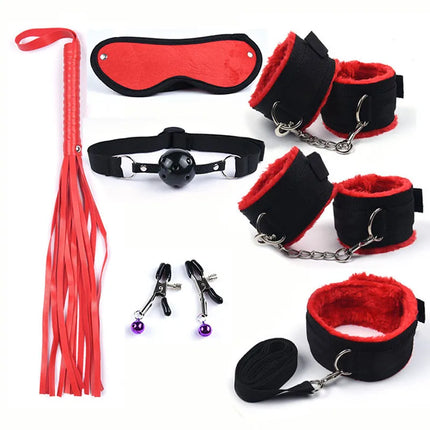 Erotic Sex Toys For Women Adults Games Nylon Bondage BDSM Kits Handcuffs Sex Whip Mouth Gag Rabbit Tail Anal Plug