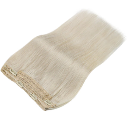 VeSunny Fish Wire Hair Extensions Natural Human Hair Brown Machine OnePiece Hair Extension Invisible Fishing Wire with 2 Clips