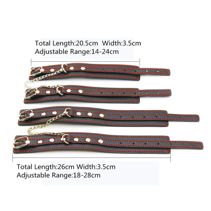 2020 New Erotic Adjustable Leather Handcuffs Bdsm With Metal Chain Bondage Handcuff Wrist Cuffs Strap For Slave Role Play Flirt