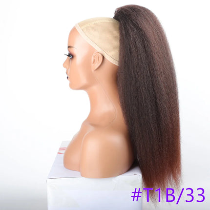 22INCH Synthetic Yaki Hair Extension Ponytail Fake Drawstring Ponytail Hairpiece Synthetic Afro Plaited Ponytail Tresse Longue