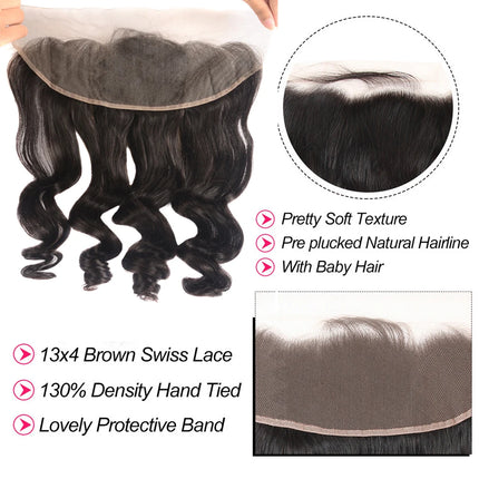 Beaufox Ear To Ear Loose Wave Lace Frontal Closure Free Part Brazilian Human Hair Closure Remy Hair