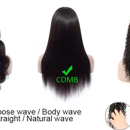 Ossilee 250 Density Pull Go Glueless Wigs with Elastic Drawstring Straight 13x6 HD Lace Front Human Hair Wigs Pre Cut Lace Wig