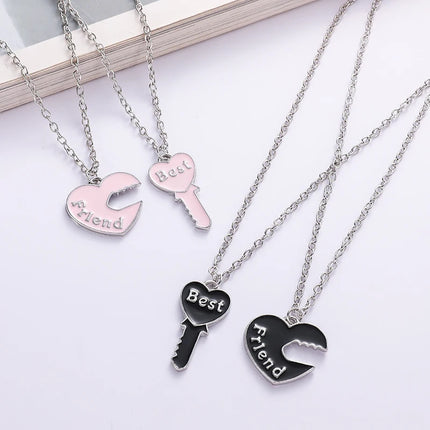 Romantic Best Friends Honey Love Couple Pendant Necklace 2 Pcs/Set Rainbow Broken Heart BFF Good Friends Friendship Jewelry Gift