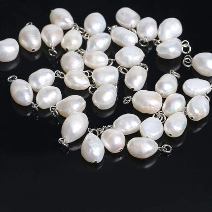 10Pcs/Lot Natural Pearl Charms Stainless Steel Pendant Bracelet Bead Necklace DIY For Jewelry Making Handmade Findings Wholesale