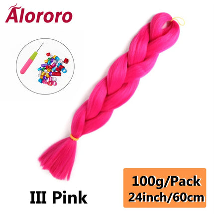24 Inch Jumbo Braids for Hair Extensions Purple Synthetic Braiding Hair Accessories 100G/Pack Women DIY Hair for Crochet Braid