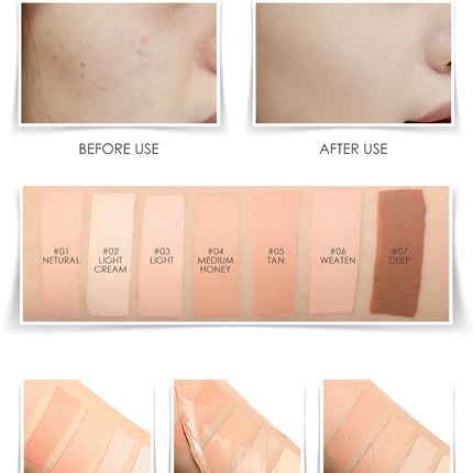 Wholesale FOCALLURE 7 Colors Face Concealer Waterproof Full Coverage Moisturizing Smooth Liquid Foundation Makeup Cosmetics
