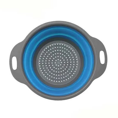 Round Square Foldable Silicone Colander Fruit Vegetable Washing Basket Strainer Collapsible Drainer Handle Kitchen Bar Tools