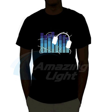 Popular Sound Active Equalizer EL T-shirt Equalizer Light Up Down LED T-shirt Flashing Music Activated LED T-shirts Men Women Tee