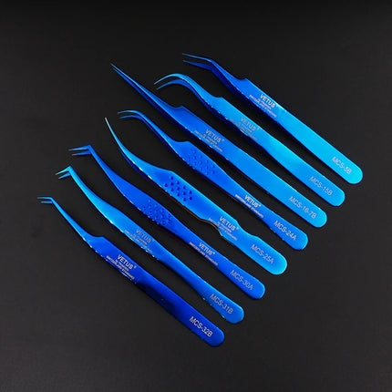 1pcs Vetus MCS Series Blue/Gold/Colorful Russian Volume Bloom Eyelash Extension Tweezers Stainless Precision Lash Tweezers Tools