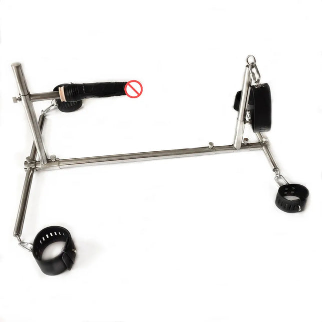 Dog Kneeling Rack BDSM Equipment Bondage Gear Leather Handcuffs Ankle Cuffs Neck Collar Large Dildo Penis Sex Toys for Women Men