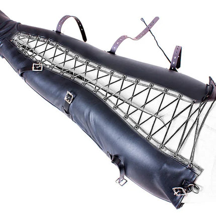 Fetish Half Body Harness Leg Binders of Sexy PU Leather Mermaid Straitjacket Adjustable Bondage Leggings Dress Up Sex Costume