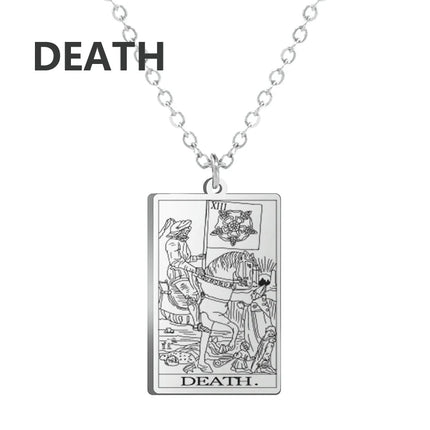Dawapara Tarot Cards Necklace Women Stainless Steel Necklace Wealth Amulet Classic Tarot Major Arcana Divination Charm Jewelry