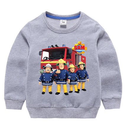 Children's Fireman Sam sweater spring and autumn new 100% cotton children's clothes boy casual cartoon long-sleeved sweater boy