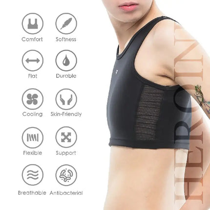 XUJI Women's Tomboy Trans Elastic Chest Binder Breathable Cotton Slim Fit Tank Top