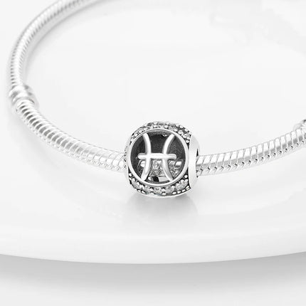 Hot Sale 925 Sterling Silver 12 Constellation Beads Charm Fit Original Pand 3mm Bracelet For Women Jewelry Birthday Fashion Gift