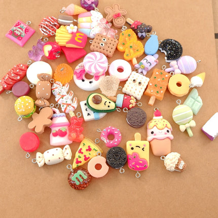 20/30/60/100Pcs/lot By Random Cake Candy Food Charms For Jewelry Making  Bracelets  Earrings Making Resin Flat Back Cabochon