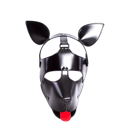 Black High Quality Adjustable Leather Erotic Dog Mask Bdsm Bondage Hood for Fetish Pup Cosplay Role Play Costumes Sex Products