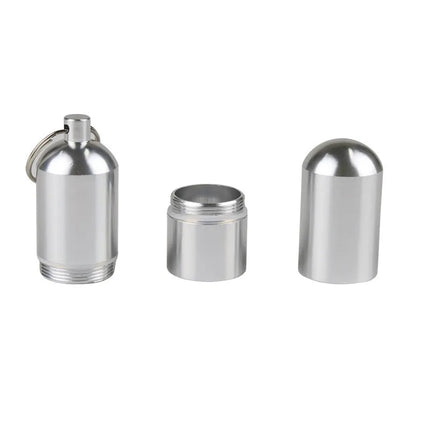 1pcs Silver Aluminum Alloy Cigarette Box Waterproof Cigarette Case Pill Toothpick Capsule Holder with Keychain Mens Gift