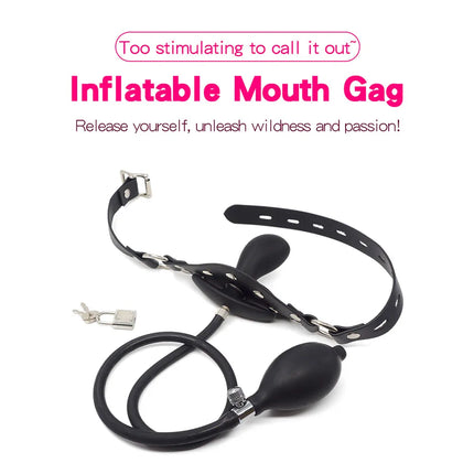Inflatable Silicone Penis/Ball Gag Oral Dildo Open Mouth Plug Expandable Pump Big Anal Butt Plug Vibrator BDSM Flirt Sex Tools