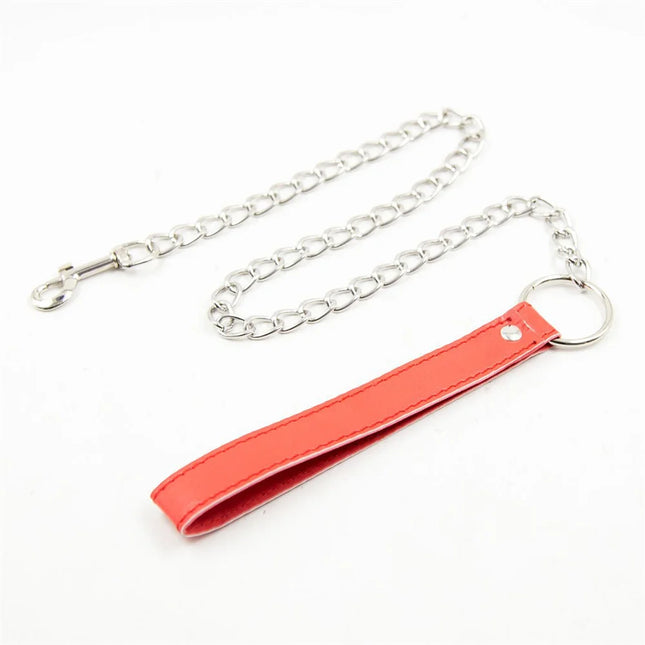 PU Leather Ring Steel Chain Sex Collar Leash Neck Traction Chain BDSM Bondage Restraints Sex Toys For Women Adult Games