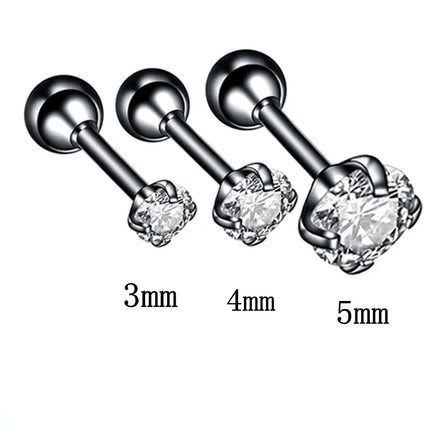 3PCS Crystal Tragus Piercing Earring Set Zircon Cartilage Earrings Stud Set Labret Lip Piercing Bulk Ear Lobe Earring Conch Lot