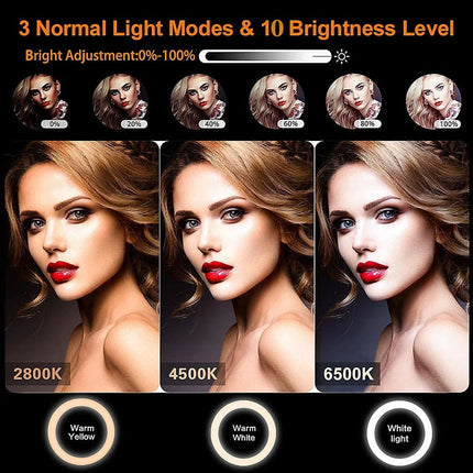 10in LED Selfie Ring Light Photography RingLight Phone Stand Holder Tripod Circle Fill Light Dimmable Lamp Youtube Video Makeup