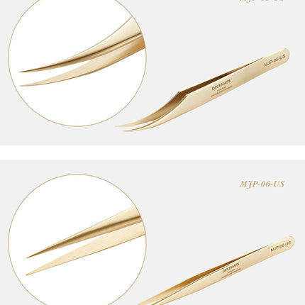 DeceMars  Eyelash Extension Tweezers Gold Color