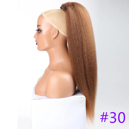 22INCH Synthetic Yaki Hair Extension Ponytail Fake Drawstring Ponytail Hairpiece Synthetic Afro Plaited Ponytail Tresse Longue