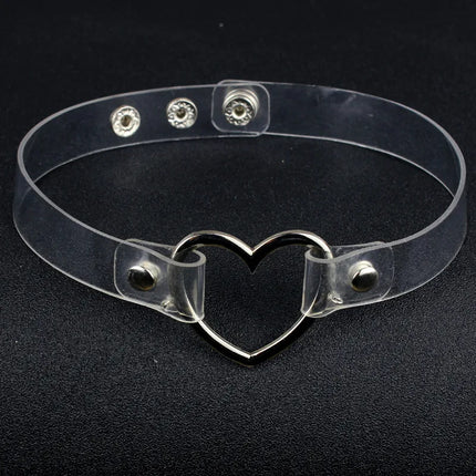 Punk Women Ladies Accessories Goth Japanese Harajuku Kawaii Lolita Jewelry PU Leather Collar Heart Necklace Bdsm Body Harness
