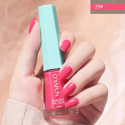 10Ml Solid Color Nail Polish Free Baking Long Lasting Waterproof Quick-Drying Non-Toxic Tasteless 40 Colors Sequins Nail Polish