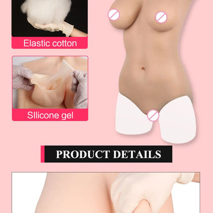 Natural Fallen Silicone Breasts Women Silicone Body Suit Fake Boobs tit Crossdresser Transgender Drag Queen Liquid latex catsuit