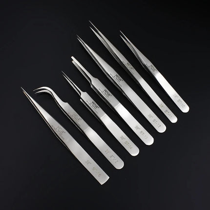 100% VETUS Original ST Series New HRC 38 Ultra Precision 302 Stainless Tweezers Mink Eyelash Extensions Anti Acid Super Fine Tip