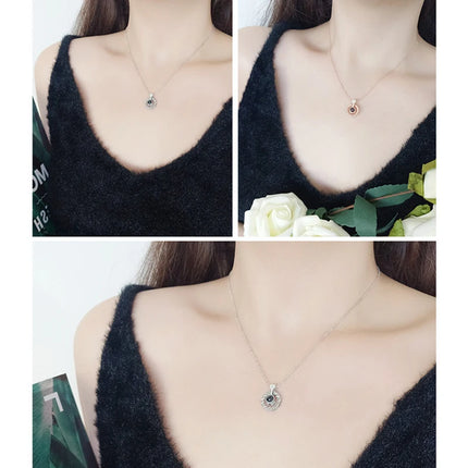 Letter Necklace 100 Languages I Love You Projection Pendant Necklace Women Jewelry Best Friends Collier Femme Bijoux Gifts