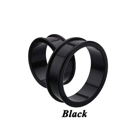 1Pair 3mm-76mm Big Size Hollow Black Silicone Flexible Double Flared Flesh Ear Tunnel Plugs Gauge Expander Stretchers Jewelry