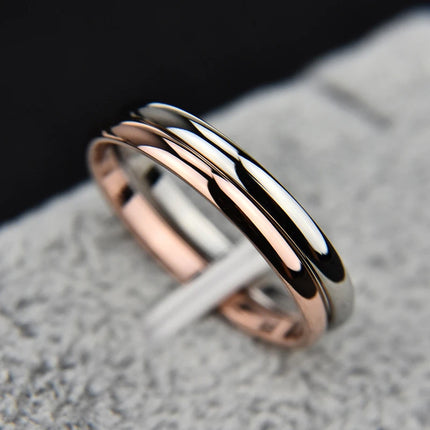 #4 5 6 7 8 9 10 Size Thin Titanium Steel Couple Ring Smooth Fashion 18K Rose Gold Finger Ring 1pc For Women and Men Jewelry gift