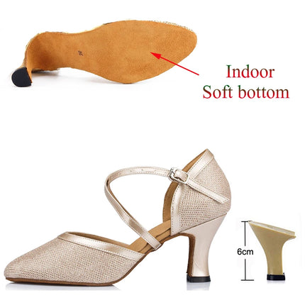 New Latin Shoes Tango Salsa Ballroom Party Women's High Heels Champagne Black Silver Wedding Women's Shoes Summer Sandals
