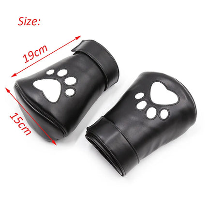 Puppy Play Dog Gloves Dog Paw Print Padded Fist Mitts BDSM Bondage PU Leather Gloves Fetish Adult Role Play Sex Toys For Women