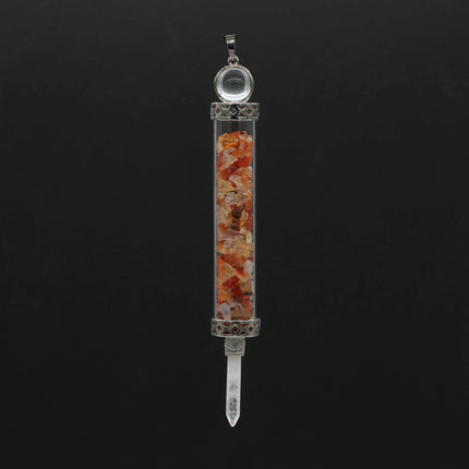 KFT Natural Healing Crystal Quartz Tourmaline Lapis Lazuli Long Pillar Wishing Bottle Reiki Stone Pendulum Pendant Jewelry