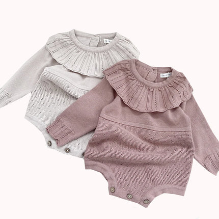 Baby Girls Romper Autumn New Born Baby Knitted Romper Ruffle Long Sleeve Newborn Baby Clothes Infant Baby Jumpsuits Girl overall