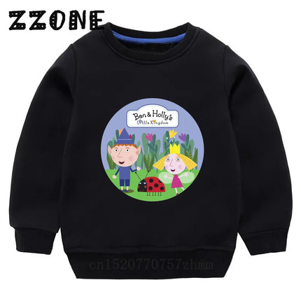 New Spring Autumn Baby Girls Sweatshirts Ben and Holly Kingdom Cartoon Cute Kids Hoodies Children Pullover Tops Boys Clothes