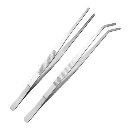 2pcs 5/6/8 Inch Straight Curved Tip Tweezers Stainless Steel Feeding Tongs for Garden Plant Sewing Machine Repairing DIY Craft
