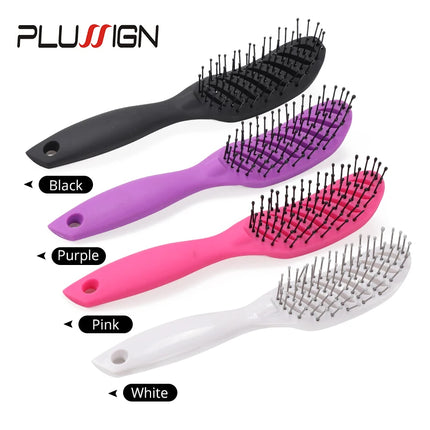 Plussign Curly Hair Brush White Afro Comb Black Detangle Magic Hair Comb Hairdressing Tool Bristle Brush For Salon And Home Use