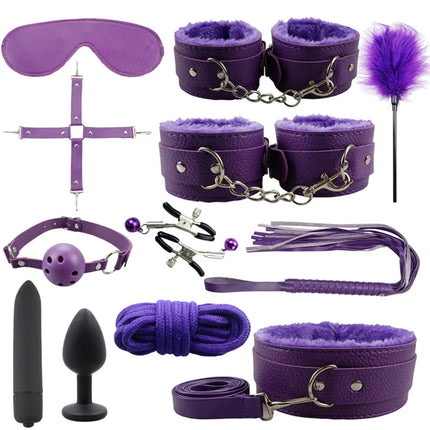 Adults Products Leather Sex Toy Kit Handcuffs Bondage Set Sex Games Bdsm Adult Toys Exotic Accessories Sex Toys for Couples