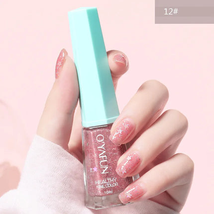 10Ml Solid Color Nail Polish Free Baking Long Lasting Waterproof Quick-Drying Non-Toxic Tasteless 40 Colors Sequins Nail Polish